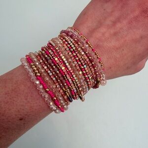 Natural Stone, Swarovski Crystals, & Beaded Bracelet Stack |
